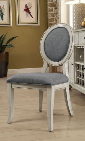 Kathryn Antique White/Gray Side Chair (2/Ctn) by Furniture of America at Eve Furniture