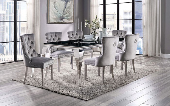 Neuveville Black/Chrome 7-Piece Dining Room Set