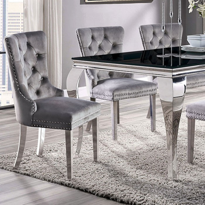 Neuveville Black/Chrome 7-Piece Dining Room Set