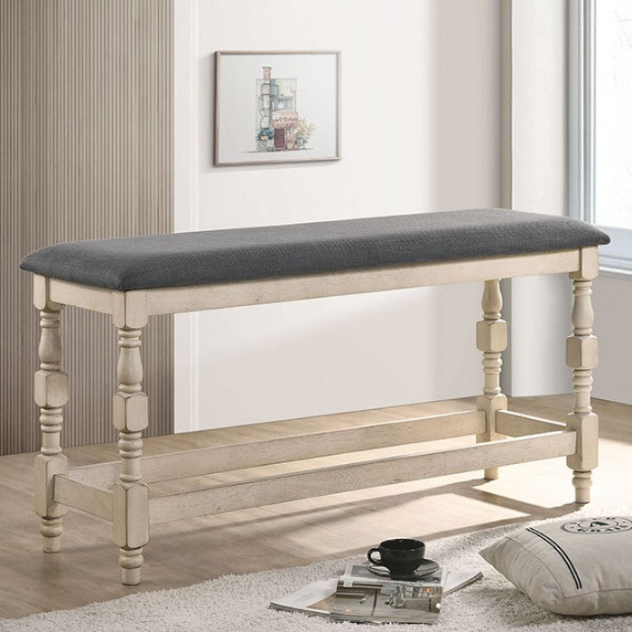 Plymouth Ivory/Dark Gray Counter Heigth Bench