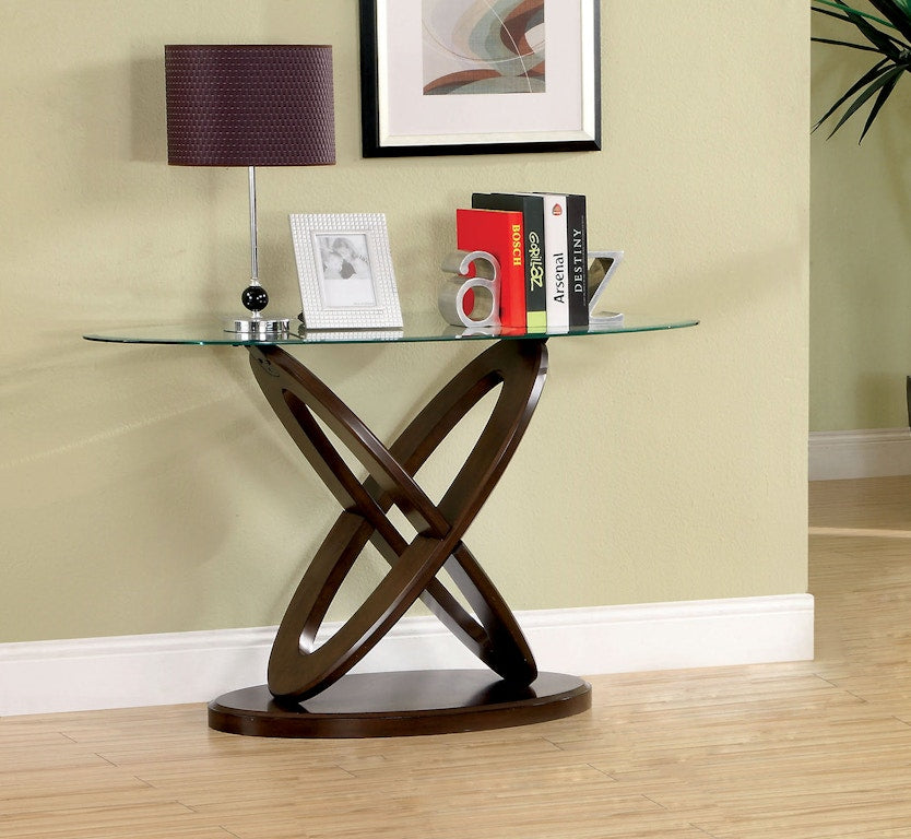 Atwood Dark Walnut Oval Sofa Table by Furniture of America at Eve Furniture