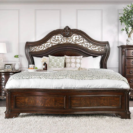 Menodora Brown Cherry King Bed by Furniture of America at Eve Furniture