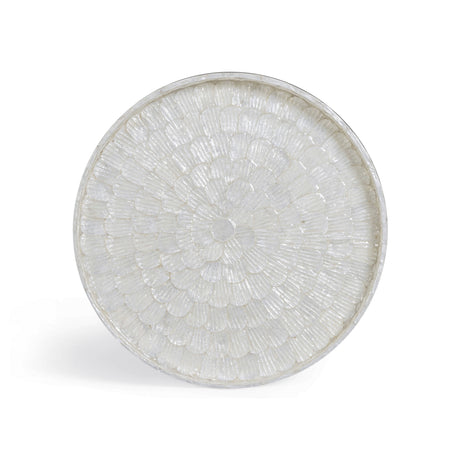 Coast Pearl White Seashell Round Side Table by TOV Furniture at Eve Furniture