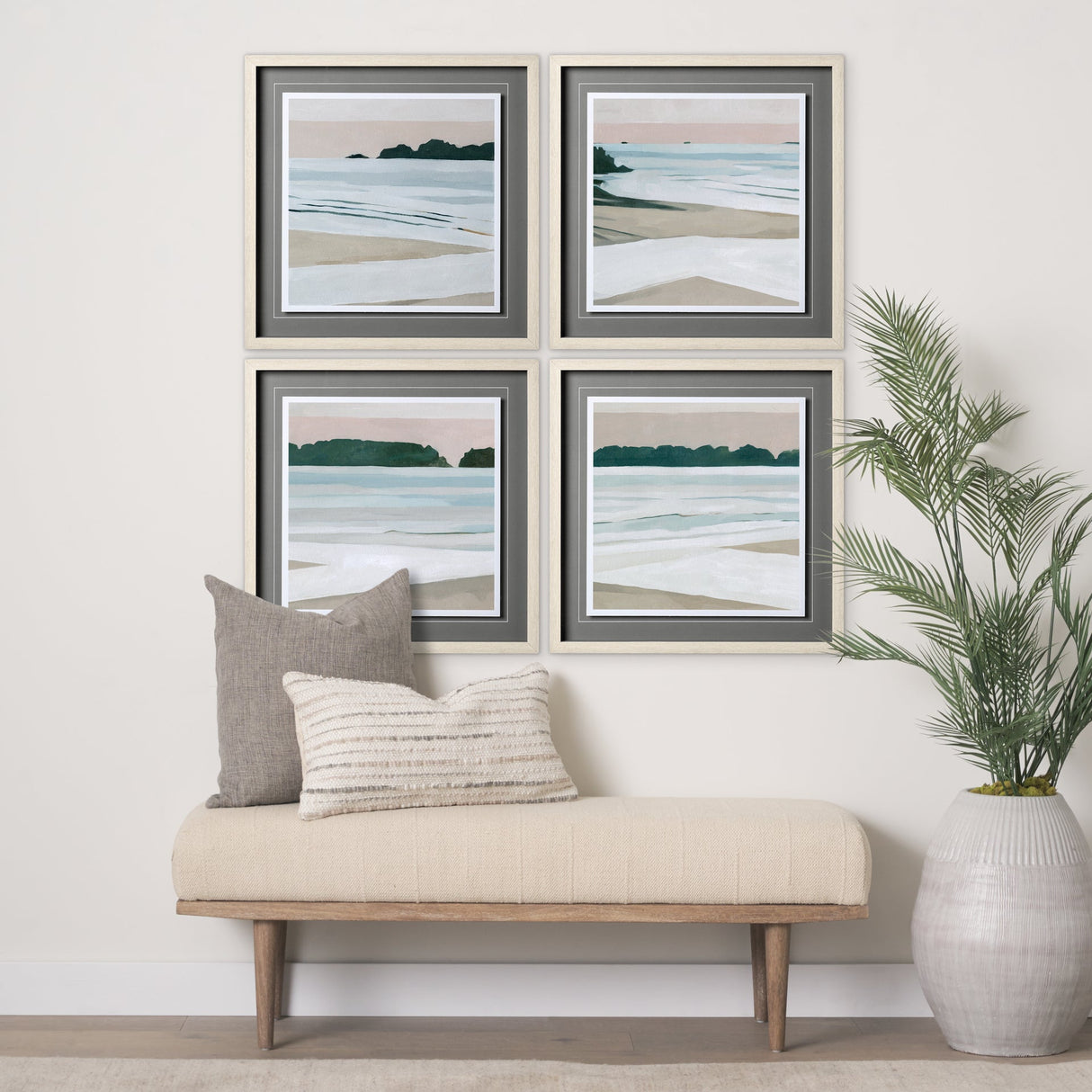 Coastal Lines II by Emma Scarvey a Hand Embellished Textured Framed Art Print Matted under Glass by Mercana at Eve Furniture