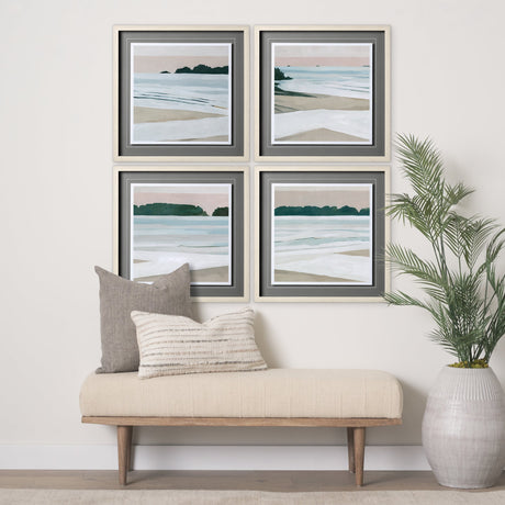 Coastal Lines IV by Emma Scarvey a Hand Embellished Textured Framed Art Print Matted under Glass by Mercana at Eve Furniture