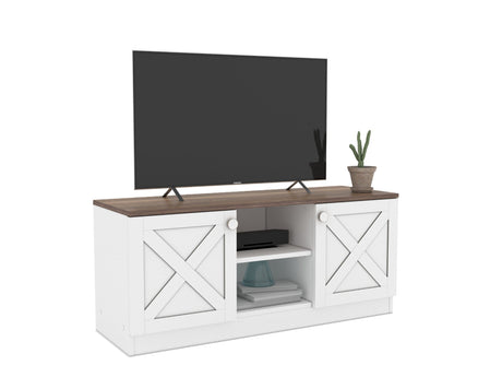 Coastal Tv Stand White - Walnut by Furnia at Eve Furniture