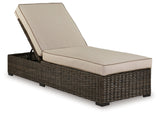 Coastline Bay Brown Outdoor Chaise Lounge with Cushion