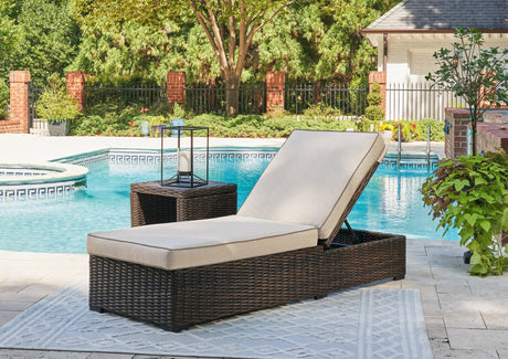 Coastline Bay Brown Outdoor Chaise Lounge with Cushion