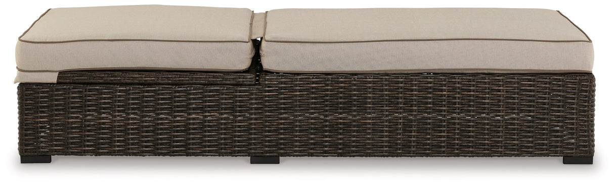 Coastline Bay Brown Outdoor Chaise Lounge with Cushion