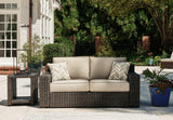 Coastline Bay Brown Outdoor Loveseat with Cushion by Ashley at Eve Furniture