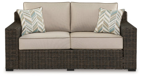 Coastline Bay Brown Outdoor Loveseat with Cushion