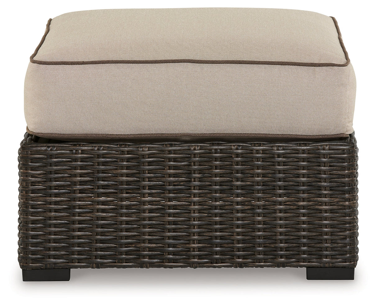 Coastline Bay Brown Outdoor Ottoman with Cushion