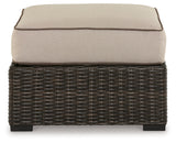 Coastline Bay Brown Outdoor Ottoman with Cushion