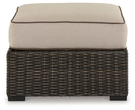 Coastline Bay Brown Outdoor Ottoman with Cushion