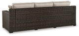 Coastline Bay Brown Outdoor Sofa with Cushion by Ashley at Eve Furniture
