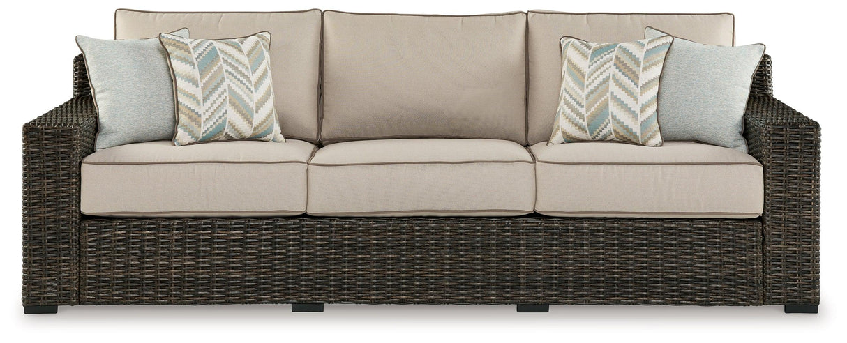 Coastline Bay Brown Outdoor Sofa with Cushion by Ashley at Eve Furniture