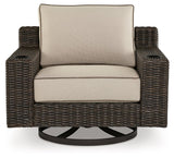 Coastline Bay Brown Outdoor Swivel Lounge with Cushion by Ashley at Eve Furniture