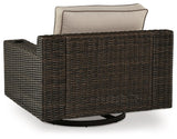 Coastline Bay Brown Outdoor Swivel Lounge with Cushion by Ashley at Eve Furniture