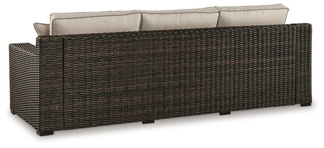 Coastline Bay Brown Outdoor Sofa with Cushion by Ashley at Eve Furniture
