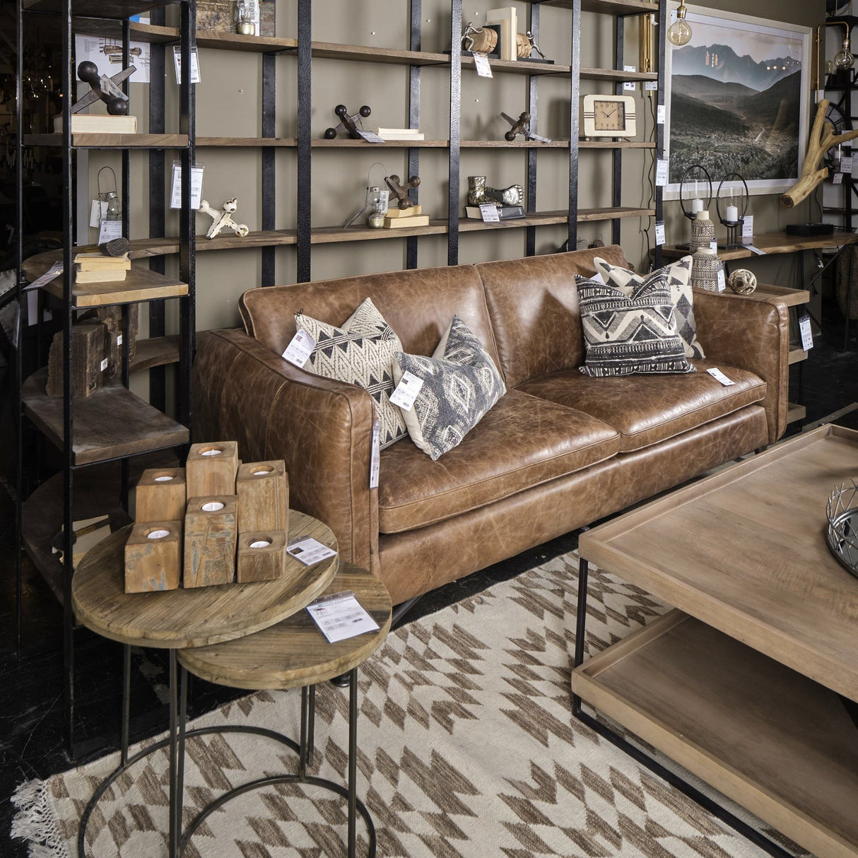 Cobain I 84 Inch Brown Leather Two Seater Sofa by Mercana at Eve Furniture