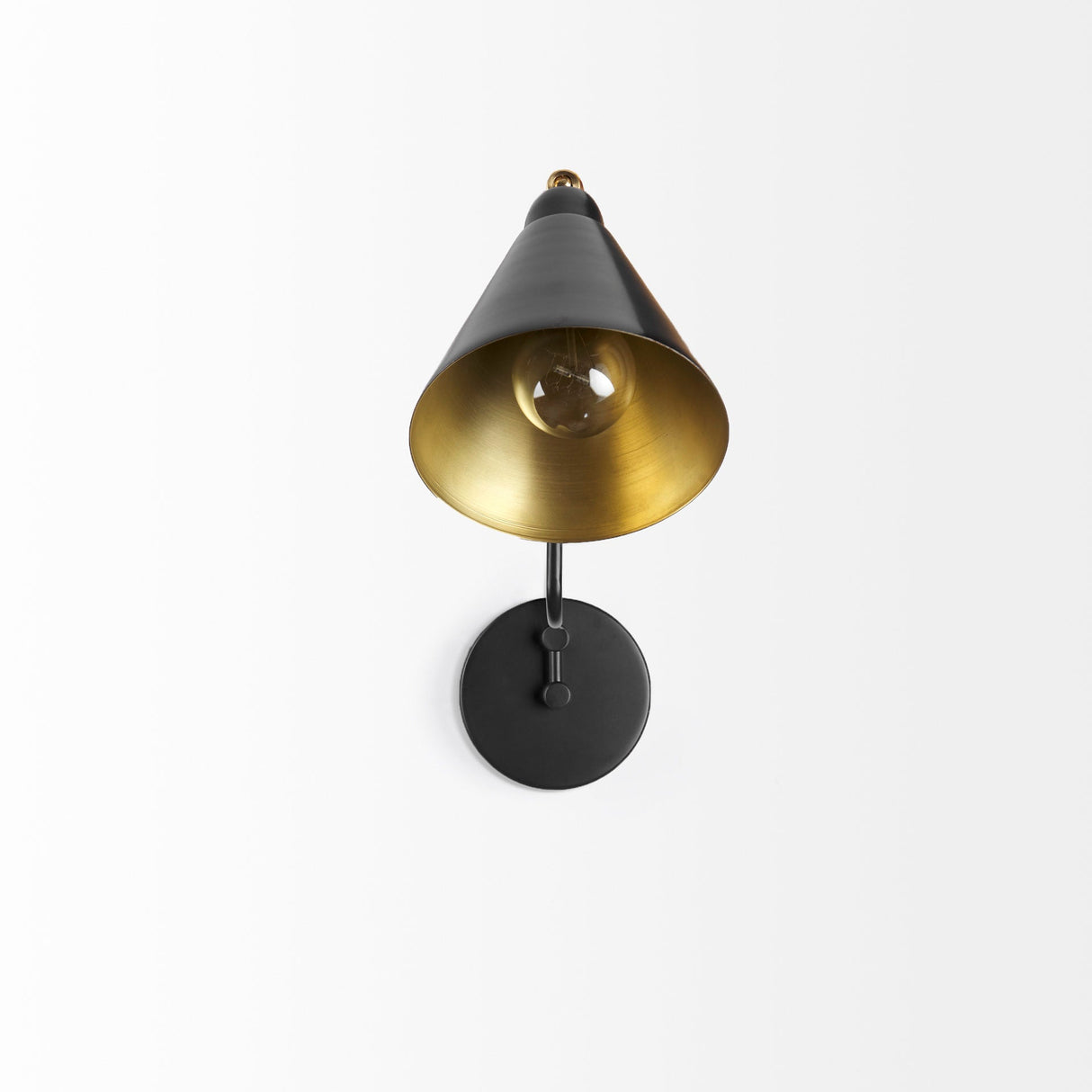Cobalt Black Metal Cone Shaped Swivel Wall Sconce by Mercana at Eve Furniture