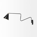 Cobalt Black Metal Cone Shaped Swivel Wall Sconce by Mercana at Eve Furniture