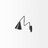 Cobalt Black Metal Cone Shaped Swivel Wall Sconce by Mercana at Eve Furniture
