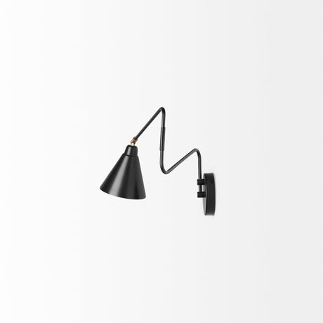 Cobalt Black Metal Cone Shaped Swivel Wall Sconce by Mercana at Eve Furniture
