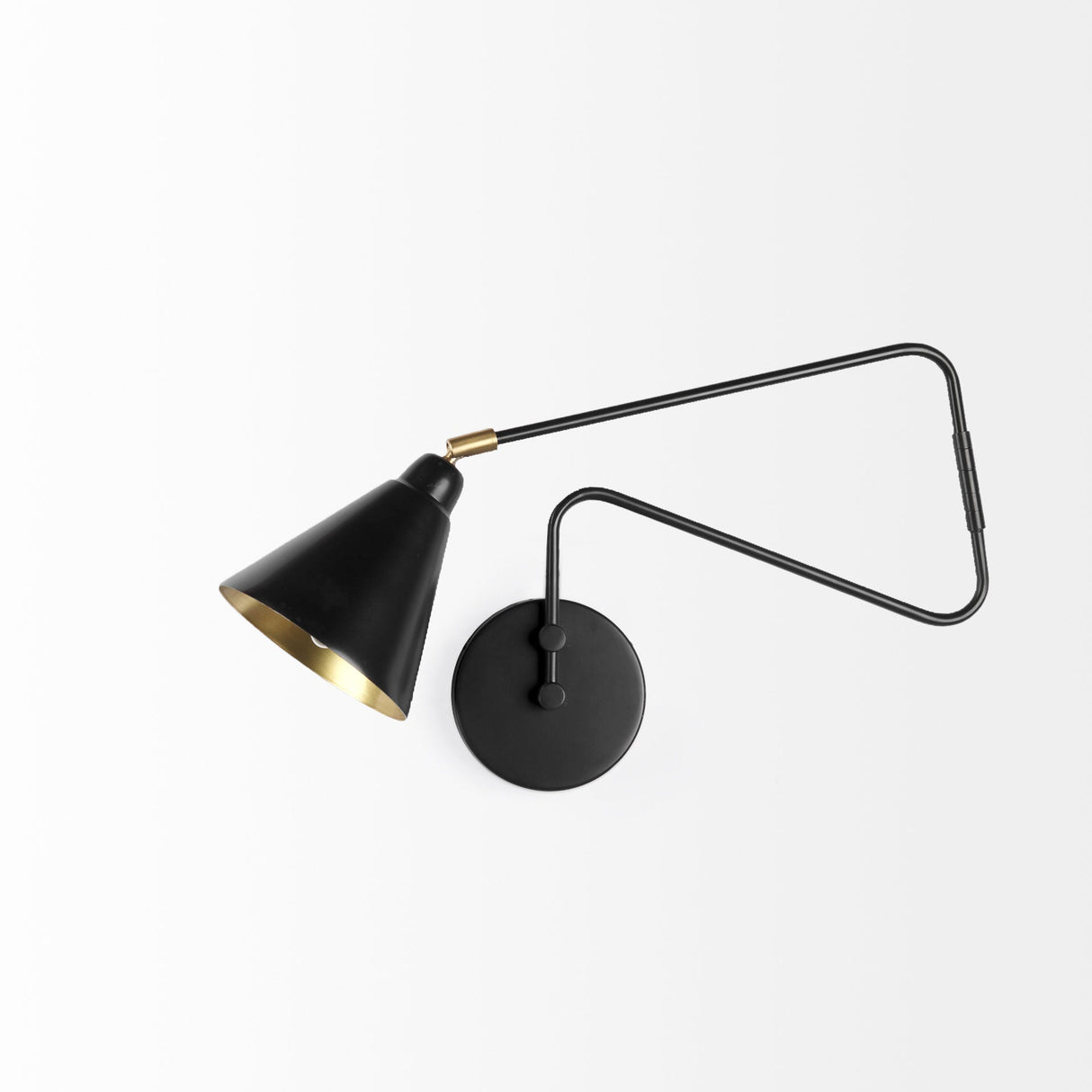 Cobalt Black Metal Cone Shaped Swivel Wall Sconce by Mercana at Eve Furniture