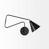 Cobalt Black Metal Cone Shaped Swivel Wall Sconce by Mercana at Eve Furniture