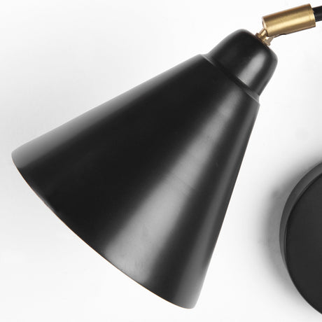 Cobalt Black Metal Cone Shaped Swivel Wall Sconce by Mercana at Eve Furniture