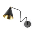 Cobalt Black Metal Cone Shaped Swivel Wall Sconce by Mercana at Eve Furniture