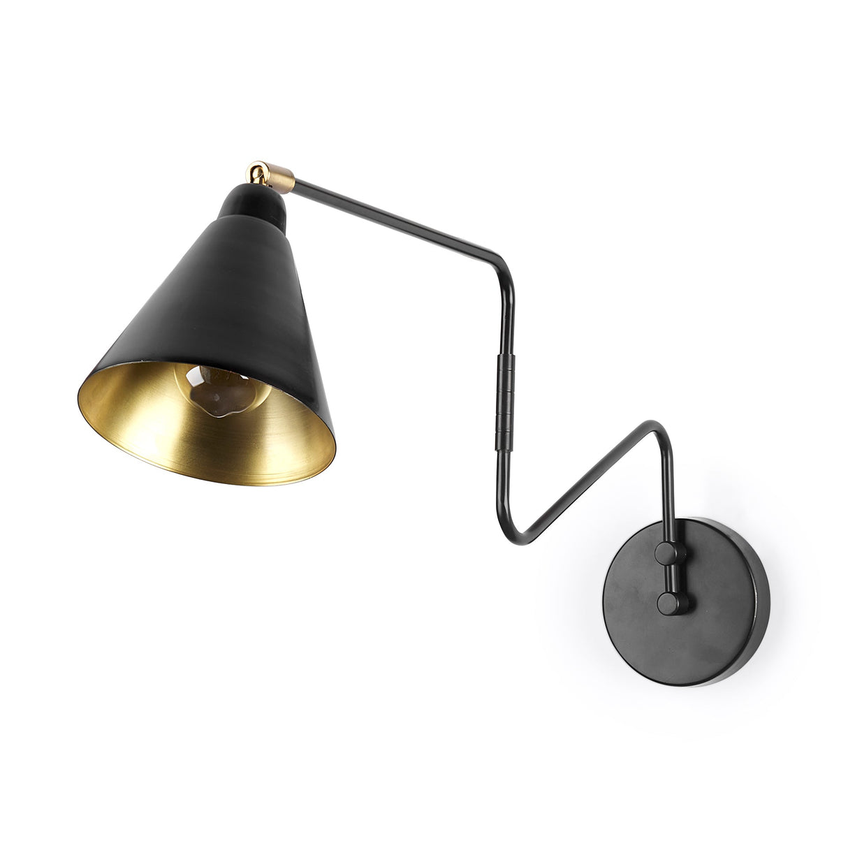 Cobalt Black Metal Cone Shaped Swivel Wall Sconce by Mercana at Eve Furniture