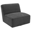 Cobie Dark Charcoal Upholstered Swivel Armless Chair by Coaster at Eve Furniture
