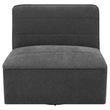 Cobie Dark Charcoal Upholstered Swivel Armless Chair by Coaster at Eve Furniture