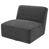 Cobie Dark Charcoal Upholstered Swivel Armless Chair by Coaster at Eve Furniture