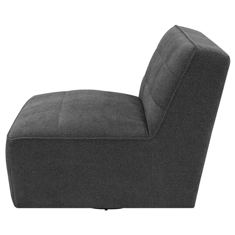 Cobie Dark Charcoal Upholstered Swivel Armless Chair by Coaster at Eve Furniture