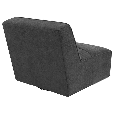 Cobie Dark Charcoal Upholstered Swivel Armless Chair by Coaster at Eve Furniture