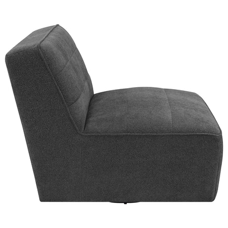 Cobie Dark Charcoal Upholstered Swivel Armless Chair by Coaster at Eve Furniture