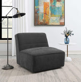 Cobie Dark Charcoal Upholstered Swivel Armless Chair