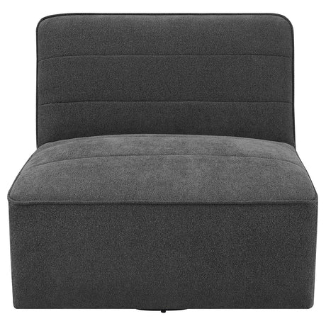 Cobie Dark Charcoal Upholstered Swivel Armless Chair