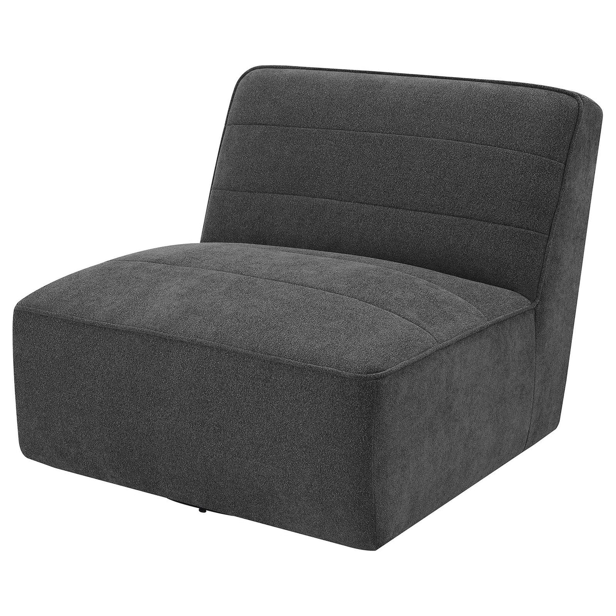 Cobie Dark Charcoal Upholstered Swivel Armless Chair