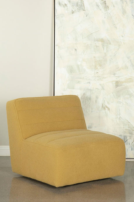 Cobie Mustard Upholstered Swivel Armless Chair