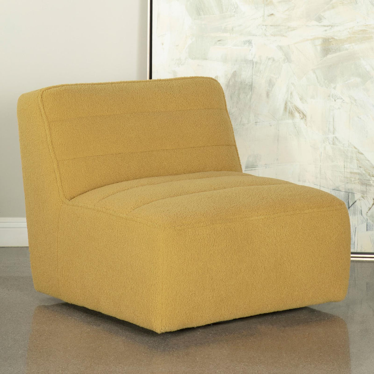 Cobie Mustard Upholstered Swivel Armless Chair