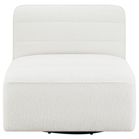 Cobie Natural Upholstered Swivel Armless Chair