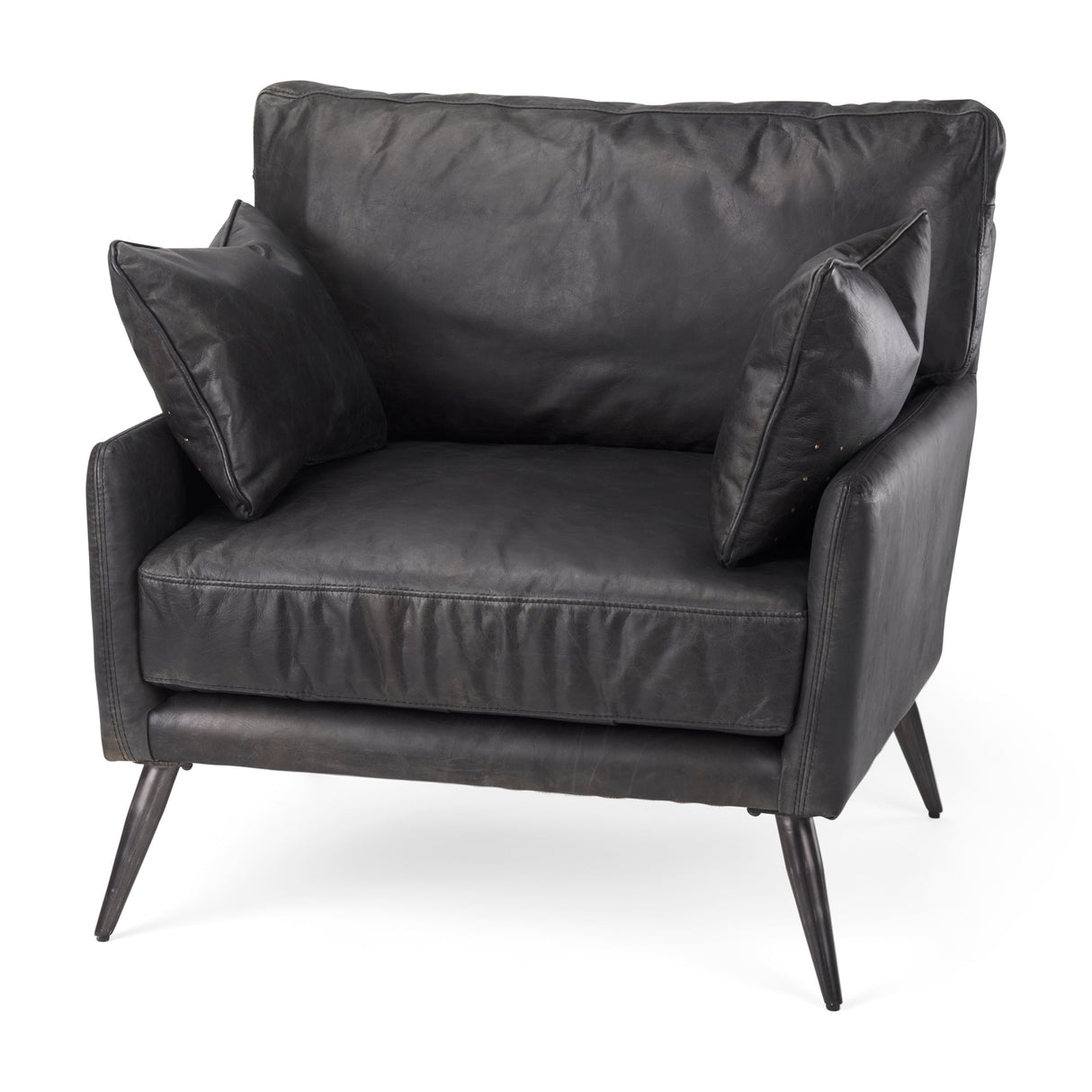 Cochrane 34.5L x 33.0W x 32.5H Black Leather Wrapped Chair by Mercana at Eve Furniture