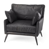 Cochrane 34.5L x 33.0W x 32.5H Black Leather Wrapped Chair by Mercana at Eve Furniture