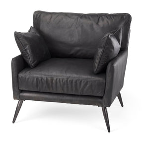 Cochrane 34.5L x 33.0W x 32.5H Black Leather Wrapped Chair by Mercana at Eve Furniture