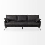 Cochrane 82L x 33W x 32.3 Black Leather Three Seater Sofa by Mercana at Eve Furniture
