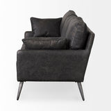 Cochrane 82L x 33W x 32.3 Black Leather Three Seater Sofa by Mercana at Eve Furniture